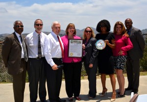 Supervisor Ron Roberts, joined by other County officials including First 5 San Diego Executive Director Kim Gallo, proclaimed June 4th SAY San Diego-Live Well San Diego Day. CEO Nancy Hornberger accepted the Proclamation on behalf of SAY San Diego.