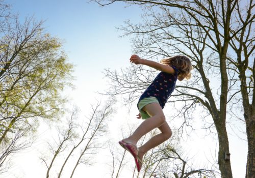 trampoline kid girl play fun jump