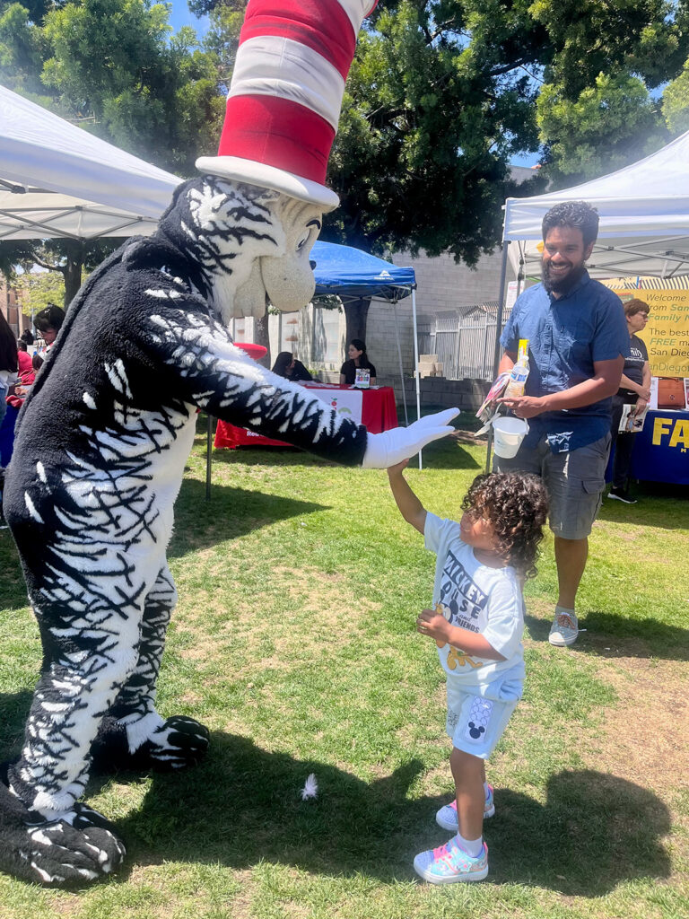 a photo of The Cat in the Hat at an outdoor event